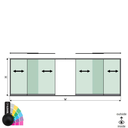 SunView model 1 left/right opening 2-lanes half height L=xxxxmm (max. 6000mm) H=xxxxmm (max. 1700mm), aluminum RAL matt (excl. locks, drivers and glass)