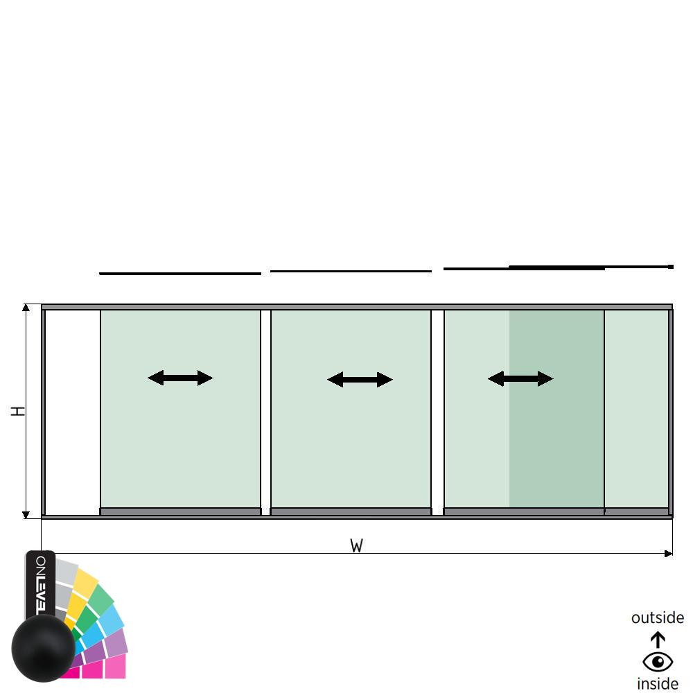 SunView model 1 right opening 4-lanes half height L=xxxxmm (max. 6000mm) H=xxxxmm (max. 1700mm), aluminum RAL matt (excl. locks, drivers and glass)