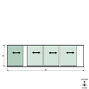 SunView model 1 left opening 5-lanes half height L=xxxxmm (max. 7500mm) H=xxxxmm (max. 1700mm), aluminum natural anodized (excl. locks, drivers and glass)