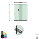 SunView model 2 right opening 2-lanes full height L=xxxxmm (max. 3000mm) H=xxxxmm (max. 2600mm), aluminum RAL shiny (incl. stainless steel doorhandle and drivers excl. locks and glass)