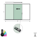 SunView model 2 left opening 3-lanes full height L=xxxxmm (max. 4500mm) H=xxxxmm (max. 2600mm), aluminum RAL matt (incl. stainless steel doorhandle and drivers excl. locks and glass)