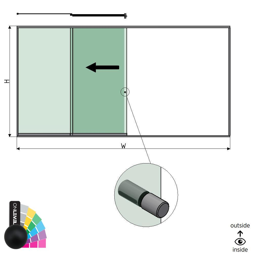 SunView modell 2 vänster öppning 4-körfält full höjd L=xxxxmm (max. 6000mm) H=xxxxmm (max. 2600mm), aluminium RAL matta (inkl. rostfritt stål dörrhandtag och drivdon exkl. lås och glas)