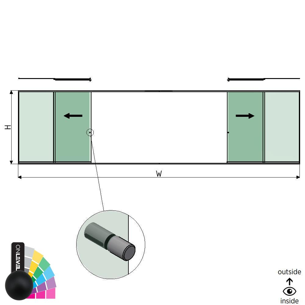 SunView model 2 left/right opening 4-lanes full height L=xxxxmm (max. 12000mm) H=xxxxmm (max. 2600mm), aluminum RAL matt (incl. stainless steel doorhandle and drivers excl. locks and glass)