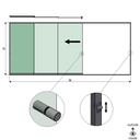 SunView modell 3 venstre åpning 5-felts full høyde L=xxxxmm (max. 7500mm) H=xxxxmm (max. 2600mm), aluminium natur eloksert (inkl. låser,  rustfritt stål dørhåndtak og drivere unntatt glass)