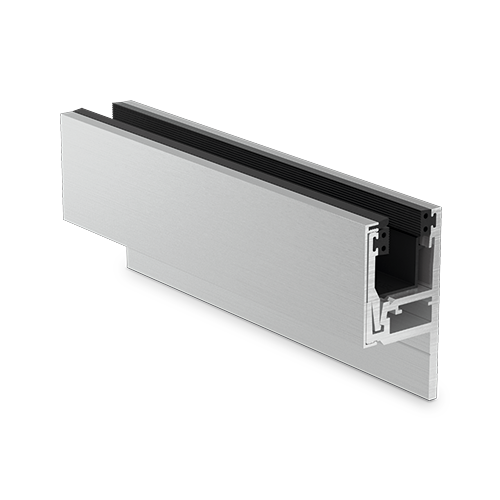 KAZIWALL side profile 2-piece glass 10/10.76/12/12.76mm L=2500mm, aluminum natural anodized
