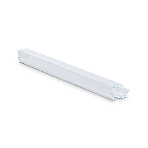 Shower door seal with 90° corner stop for glass 8mm L=2200mm, plastic transparent