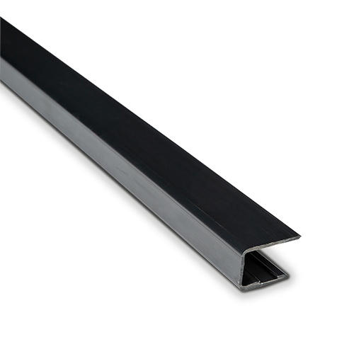 AIRFORCE plast profil bagsiden glas tykkelse 10/10/4 (21.52mm) L=5000mm, plast sort