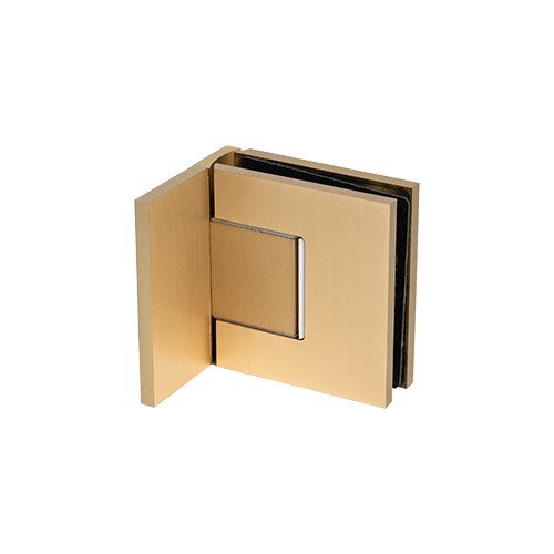 EXCITE svinghængsel til brusedør glas-væg 90° med nul positionsjustering glas 8/10mm, messing guld børstet