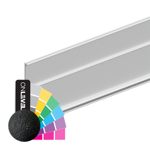 INFINITYSLIDE 69kg covercap backside for running rail (ceiling), glass/wood L=3mtr, aluminum RAL matt