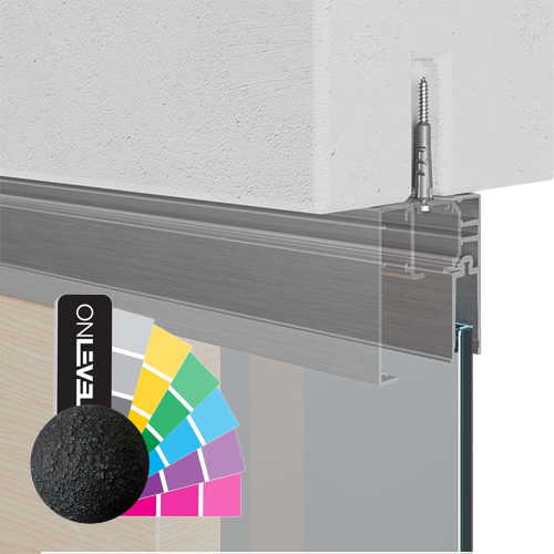 INFINITYSLIDE 69kg fixed glass Set (ceiling) glass/wood 1-panel L=2mtr, aluminum RAL structure