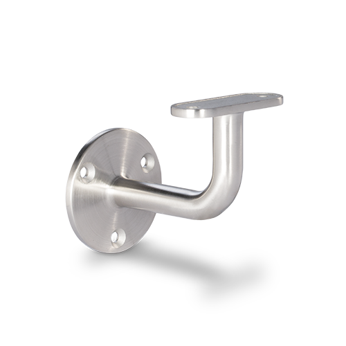 Handrail bracket flat connection with 3 mounting holes, AISI 304 satined