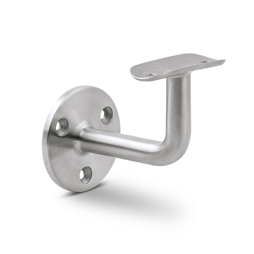 Handrail bracket for handrail Ø42.4mm with 3 mounting holes, AISI 316 satined