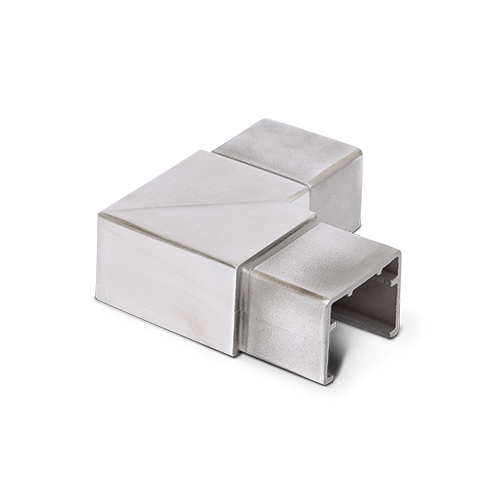 Hörnkontakt 90° horisontell för glashandräcke 40x30x1mm, AISI 316 satinerad