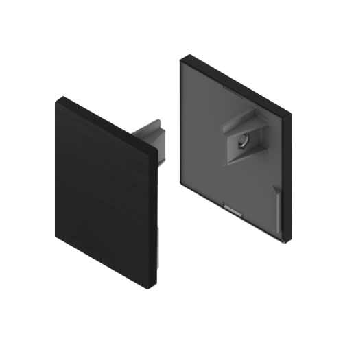 INFINITYSLIDE 69kg endelokk 1 høyre/1 venstre, B 70mm, svart anodisert aluminium