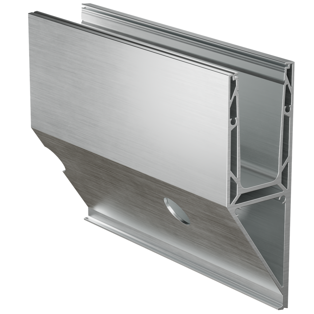 TF-3621 glassprofil L=5000mm, aluminium rå overflate