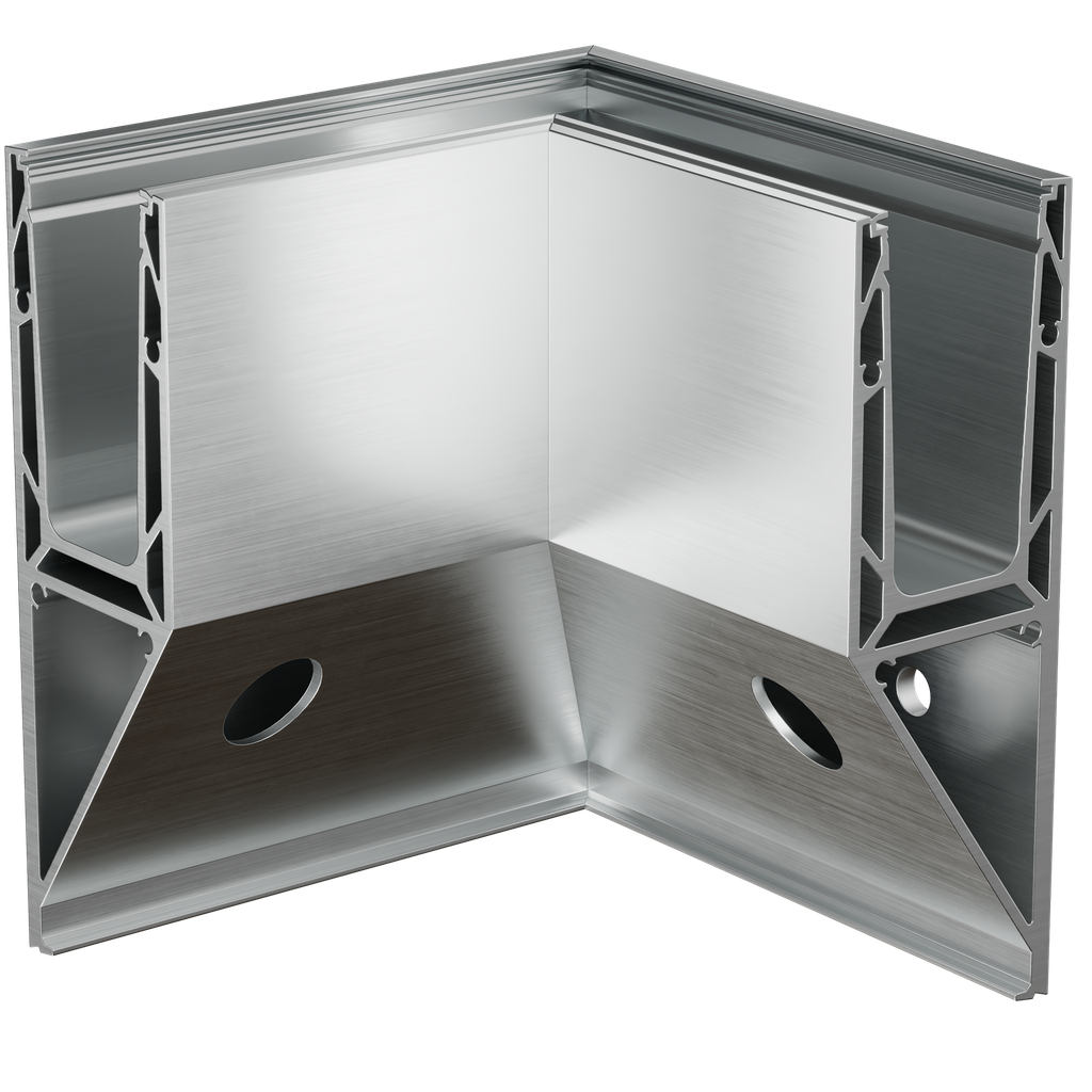 TF-3621 indv. hjørne 90°, aluminium rå overfl.