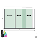 SunView model 1 left opening 3-lanes full height L=xxxxmm (max. 4000mm) H=xxxxmm (max. 2600mm), aluminum RAL structure (excl. locks, drivers and glass)