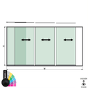 SunView model 1 left opening 4-lanes full height L=xxxxmm (max. 5000mm) H=xxxxmm (max. 2600mm), aluminum RAL matt (excl. locks, drivers and glass)