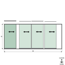 SunView model 1 left opening 5-lanes full height L=xxxxmm (max. 6000mm) H=xxxxmm (max. 2600mm), aluminum natural anodized (excl. locks, drivers and glass)