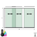 SunView model 1 right opening 3-lanes full height L=xxxxmm (max. 4000mm) H=xxxxmm (max. 2600mm), aluminum RAL structure (excl. locks, drivers and glass)