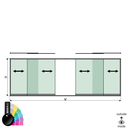 SunView model 1 left/right opening 2-lanes half height L=xxxxmm (max. 6000mm) H=xxxxmm (max. 1700mm), aluminum RAL shiny (excl. locks, drivers and glass)