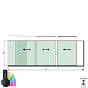 SunView model 1 left opening 4-lanes half height L=xxxxmm (max. 6000mm) H=xxxxmm (max. 1700mm), aluminum RAL structure (excl. locks, drivers and glass)