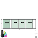SunView model 1 left opening 5-lanes half height L=xxxxmm (max. 7500mm) H=xxxxmm (max. 1700mm), aluminum RAL structure (excl. locks, drivers and glass)