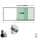 SunView model 2 right opening 3-lanes half height L=xxxxmm (max. 4500mm) H=xxxxmm (max. 1700mm), aluminum RAL shiny (incl. stainless steel doorhandle and drivers excl. locks and glass)