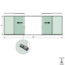 SunView model 2 left/right opening 3-lanes full height L=xxxxmm (max. 9000mm) H=xxxxmm (max. 2600mm), aluminum natural anodized (incl. stainless steel doorhandle and drivers excl. locks and glass)