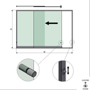 SunView modell 3 venstre åpning 2-felts halv høyde L=xxxxmm (max. 3000mm) H=xxxxmm (max. 1700mm), aluminium natur eloksert (inkl. låser,  rustfritt stål dørhåndtak og drivere unntatt glass)