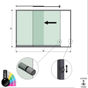 SunView modell 3 venstre åpning 2-felts halv høyde L=xxxxmm (max. 3000mm) H=xxxxmm (max. 1700mm), aluminium RAL skinnende (inkl. låser,  rustfritt stål dørhåndtak og drivere unntatt glass)