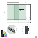 SunView modell 3 venstre åpning 2-felts halv høyde L=xxxxmm (max. 3000mm) H=xxxxmm (max. 1700mm), aluminum RAL strukturerert (inkl. låser,  rustfritt stål dørhåndtak og drivere unntatt glass)