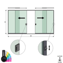SunView model 3 left/right opening 2-lanes full height L=xxxxmm (max. 6000mm) H=xxxxmm (max. 2600mm), aluminum RAL matt (incl. locks, stainless steel doorhandle and drivers excl. glass)