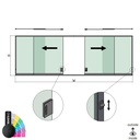 SunView model 3 left/right opening 2-lanes half height L=xxxxmm (max. 6000mm) H=xxxxmm (max. 1700mm), aluminum RAL structure (incl. locks, stainless steel doorhandle and drivers excl. glass)