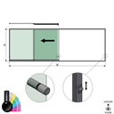 SunView model 3 left opening 4-lanes half height L=xxxxmm (max. 6000mm) H=xxxxmm (max. 1700mm), aluminum RAL shiny (incl. locks, stainless steel doorhandle and drivers excl. glass)