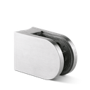 Glassclamp D-shape 63x45mm connection Ø42.4mm glass 8-12.76mm incl. security pin, AISI 304 satined (discontinued product until 30/06/2026 or while stocks last)