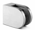 Glassclamp D-shape 63x45mm connection Ø42.4mm glass 8-12.76mm incl. security pin, AISI 316 satined (discontinued product until 30/06/2026 or while stocks last)